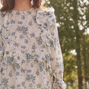 The Great. Flutter Top Blue Bonnet Floral